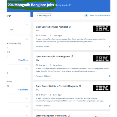 MongoDB internship jobs in Al Abdali